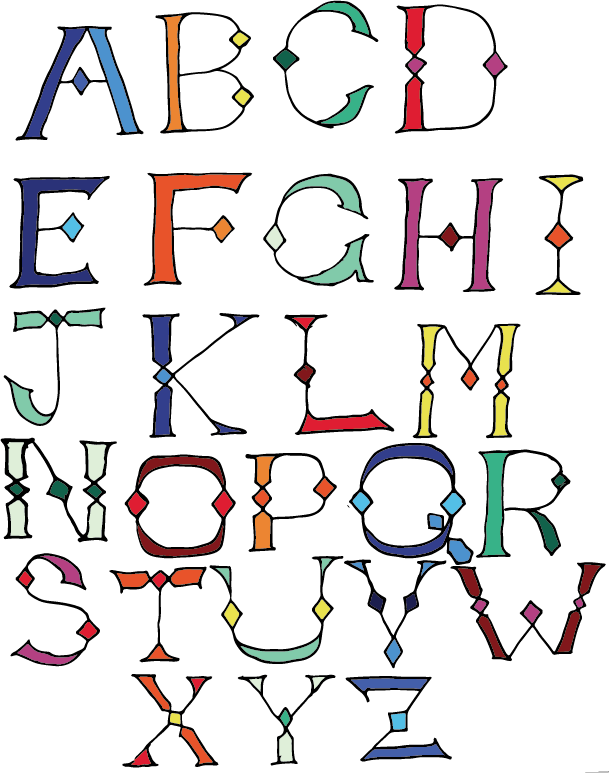 Clip Art Stock Artdm Letters Here You - Alphabet (609x773), Png Download
