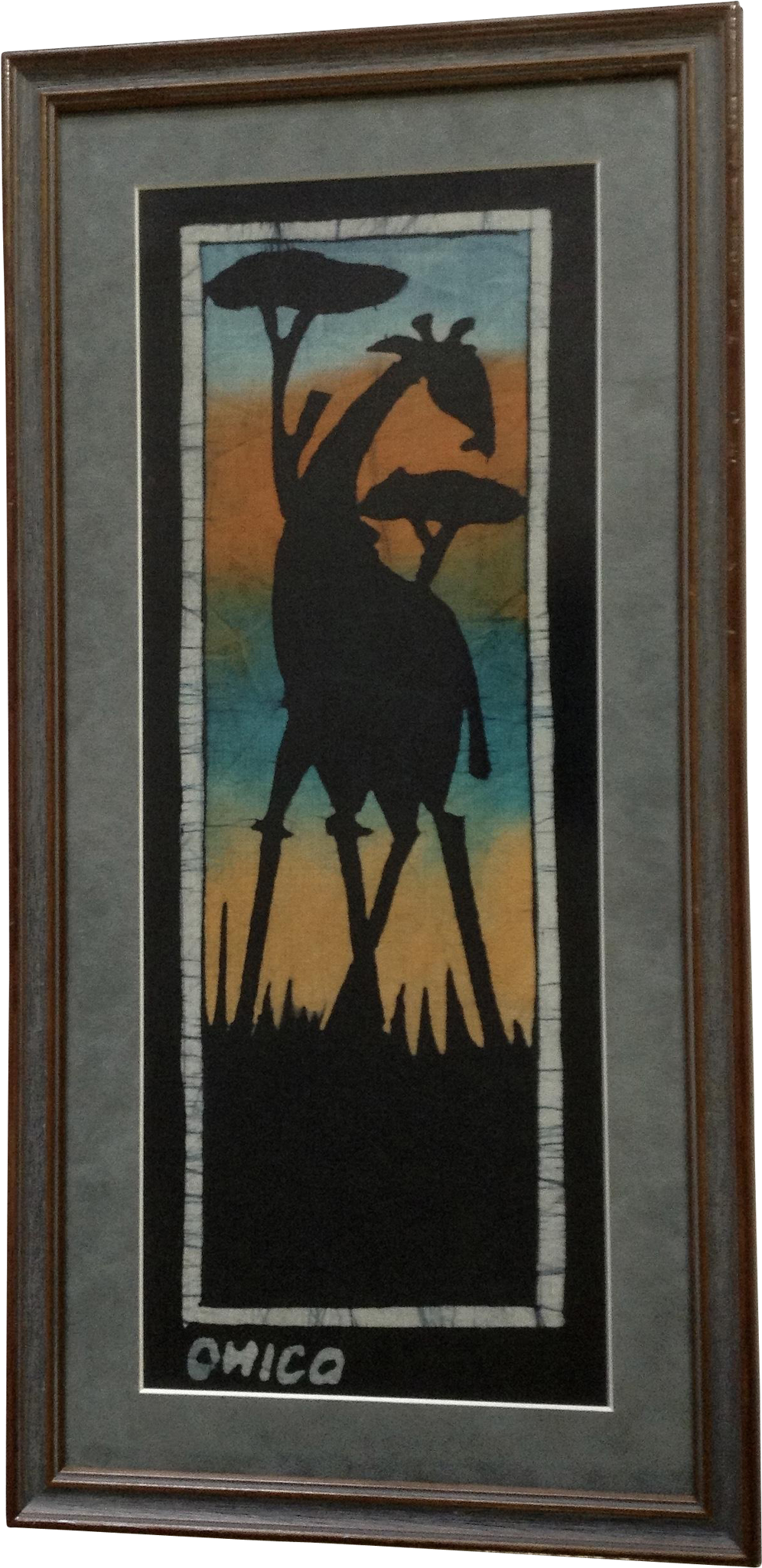 Silhouette African Sunset Giraffe Safari Batik, Painting - Picture Frame (2048x2048), Png Download