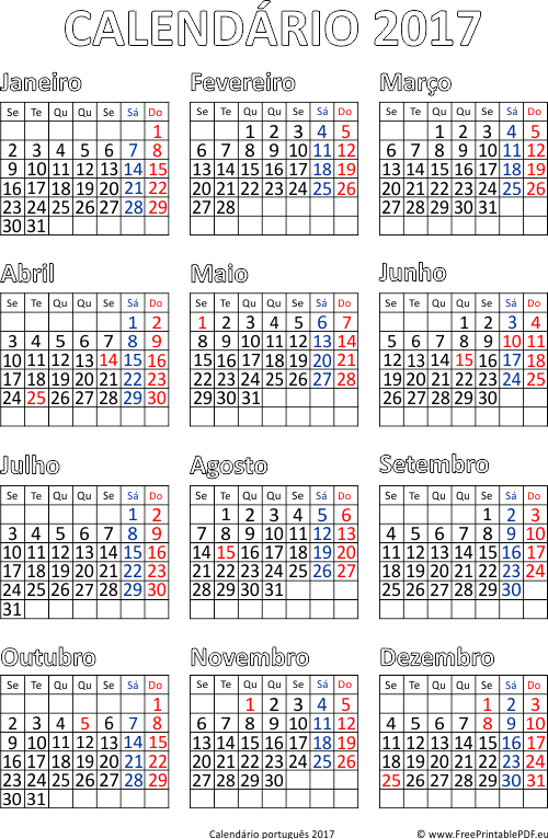 Calendário Livre Impressão De 2017 Anos - Calendar (500x766), Png Download