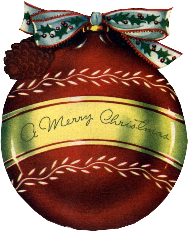A Vintage Christmas Ornament In Red, With A Holly Covered - Christmas Day (800x800), Png Download