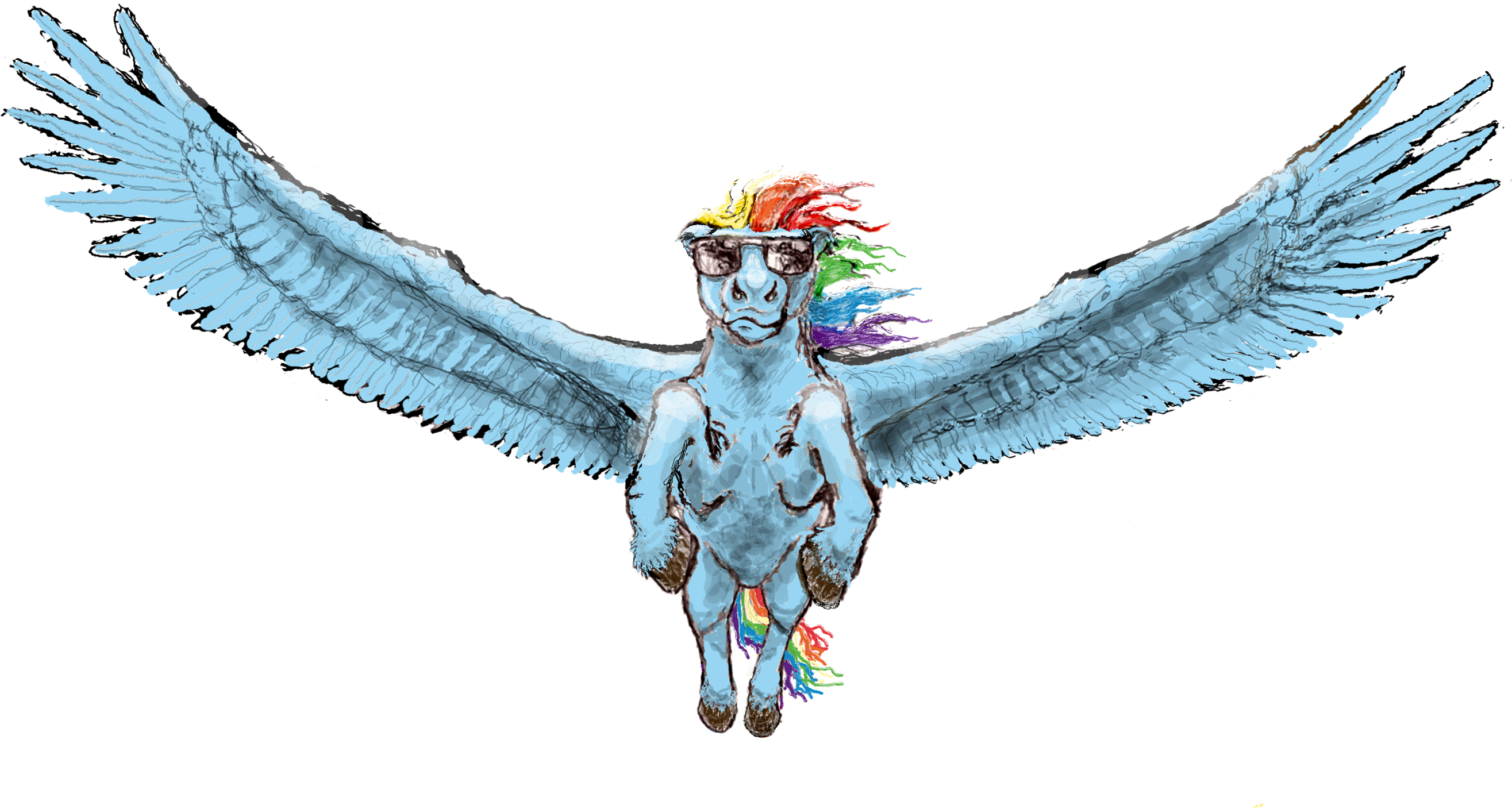 Pwnyville, Flying, Horse, Rainbow Dash, Realistic, - Illustration (3000x2000), Png Download
