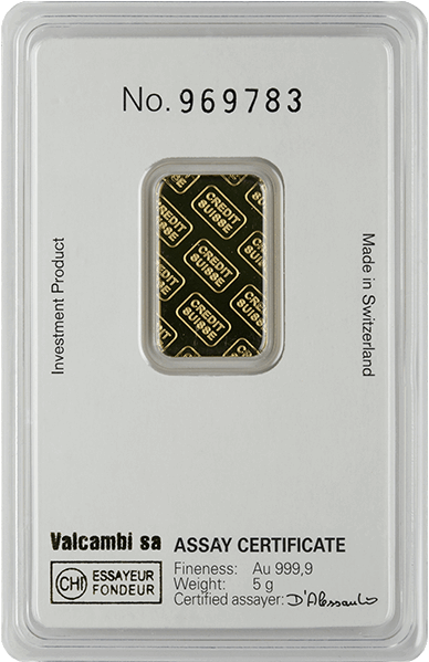 Picture Of 5 Gram Credit Suisse Gold Bar - 5 Gram Credit Suisse Gold (600x600), Png Download
