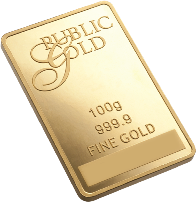 100g - Public Gold 100g Gold Bar (650x666), Png Download