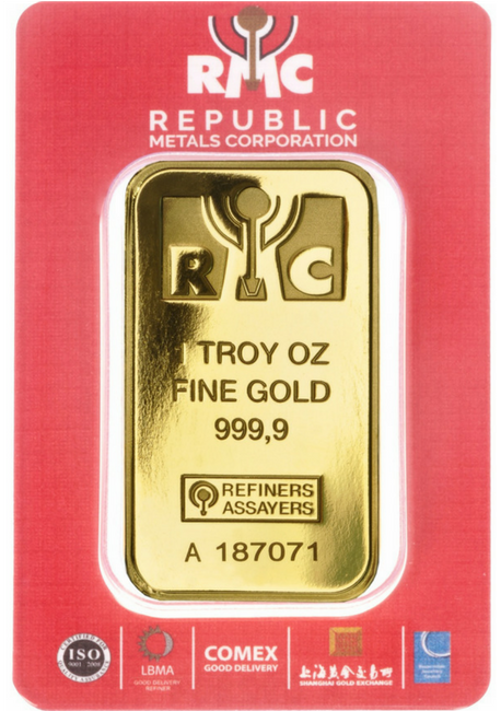 1 Oz Rmc Gold Bar - Gold Bar (650x650), Png Download