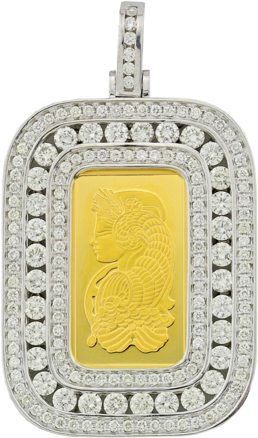 Dog Tag With Gold Bar & Diamonds (1000x1000), Png Download
