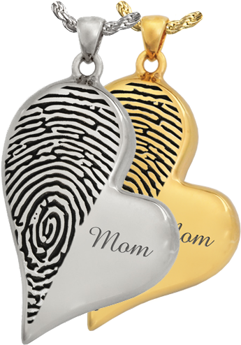 Teardrop Heart Halfprint - Fingerprint Silver Cremation Jewelry Perfect Rectangle (500x500), Png Download