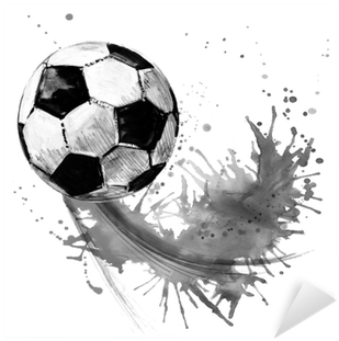 Football Watercolor Hand Drawn Illustration Sticker - Naklejki Na Ścianę Piłka (400x400), Png Download