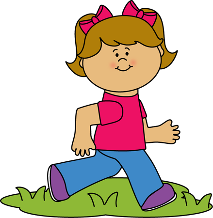 Girl Running In Grass Clip Art - Girl Running Clip Art (439x450), Png Download