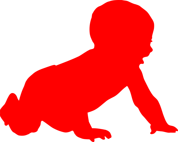 Baby Crawling Clipart Black And White (600x479), Png Download