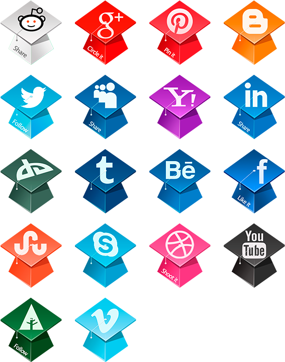 Graduation Hats Social Icons Icon Pack By Nataly Birch - Hat (592x740), Png Download