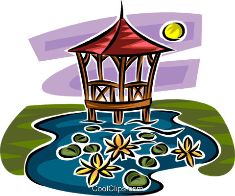 Gazebo In A Pond Royalty Free Vector Clip Art Illustration - Gazebo Vector (480x400), Png Download
