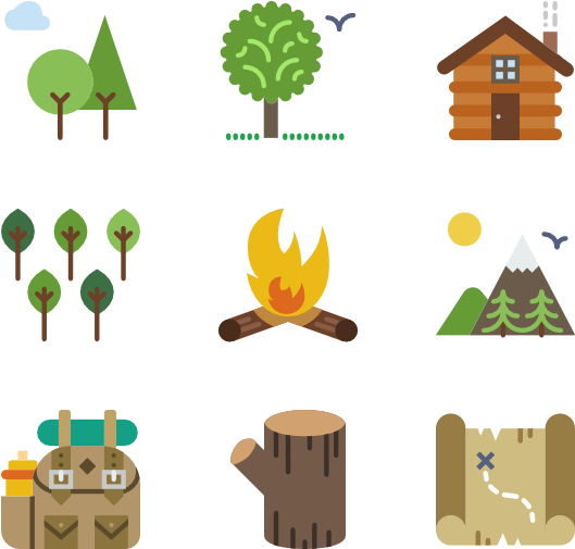 Outdoor Clipart Camping Word - Forest Icons (600x564), Png Download