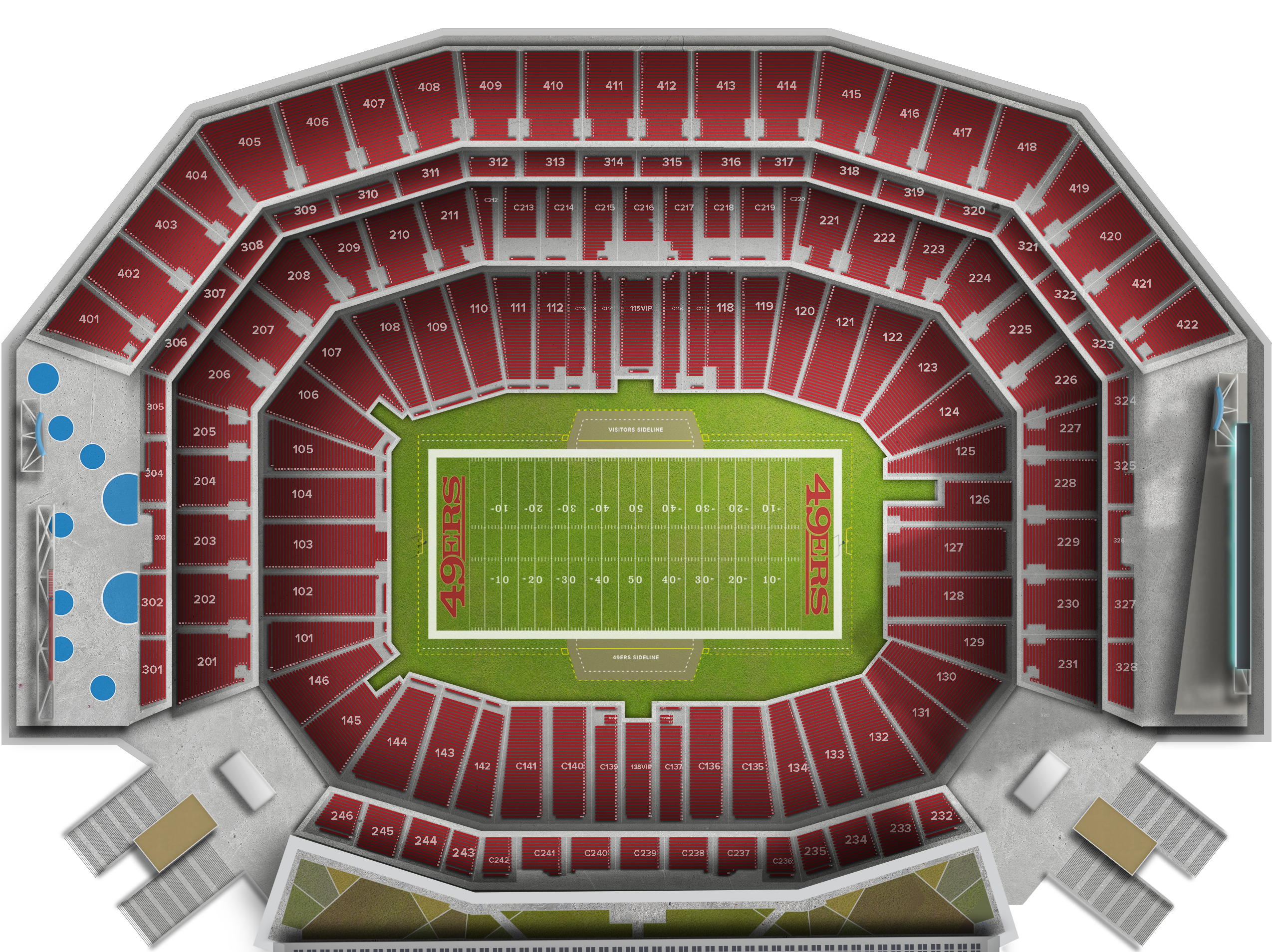 New York Giants At San Francisco 49ers At Levi's Stadium - Levi's Stadium Section 128 Row 1a (2560x1936), Png Download