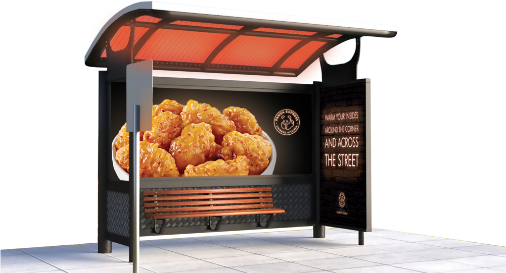 Panda Express Comfort Merchandise - Free 3d Model Bus Stand (1000x563), Png Download