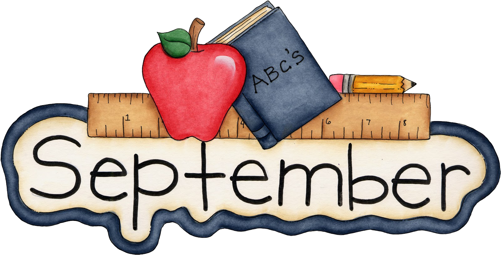 Graphic Free Library September Calendar Clipart - September Clipart (1600x821), Png Download