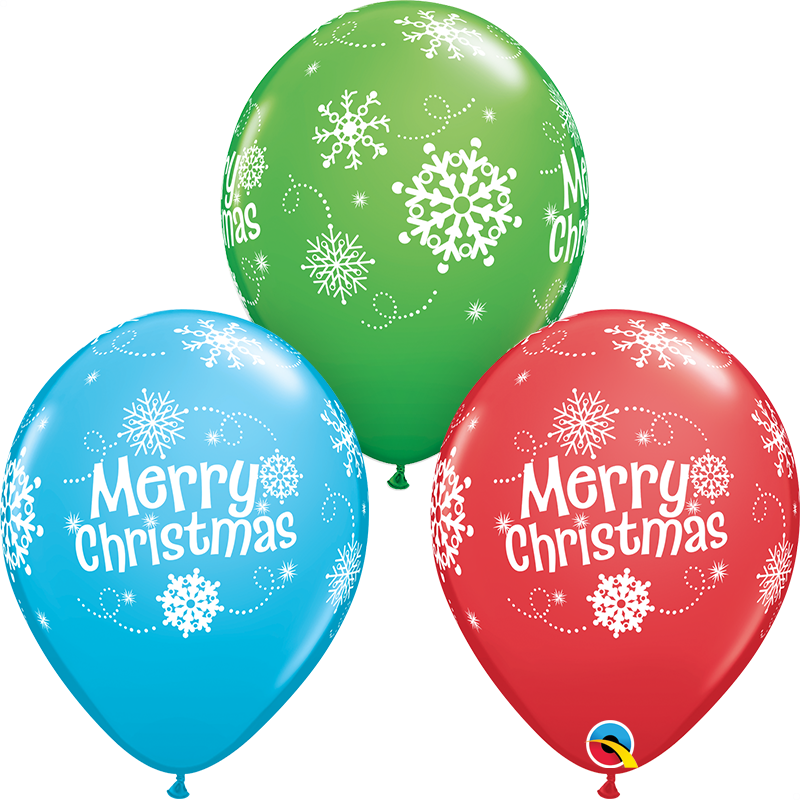 11" Round Special Assorted Merry Christmas Snowflakes - 70-a-round Birthday Latex Balloons, Pack (800x800), Png Download