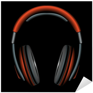 Orange Simple Headphones In Silhouette, Vector Sticker - Headphones (400x400), Png Download