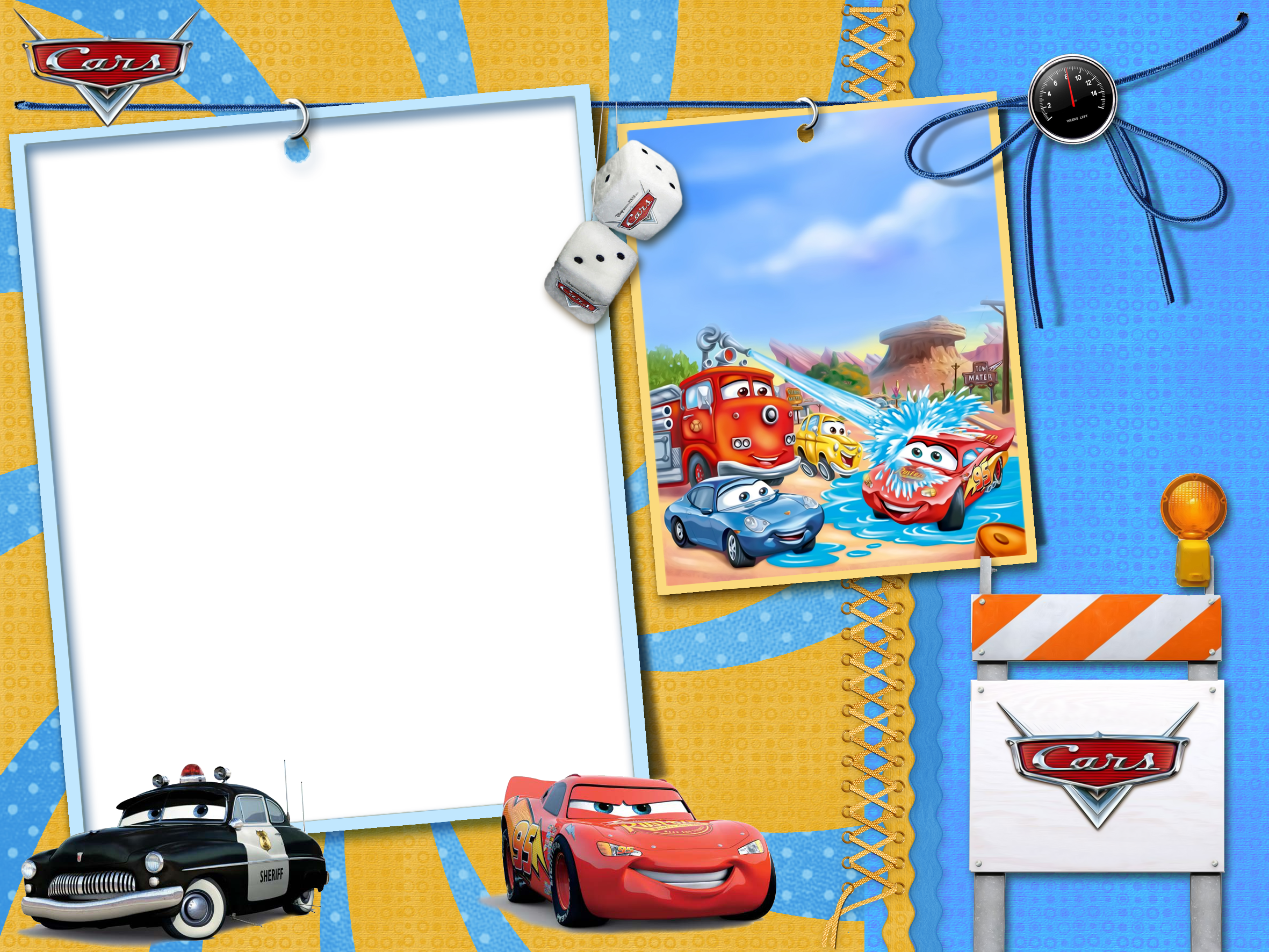 Cars Kids Transparent Photo Frame Kids Scrapbook, Disney - Cars Frame (2362x1772), Png Download