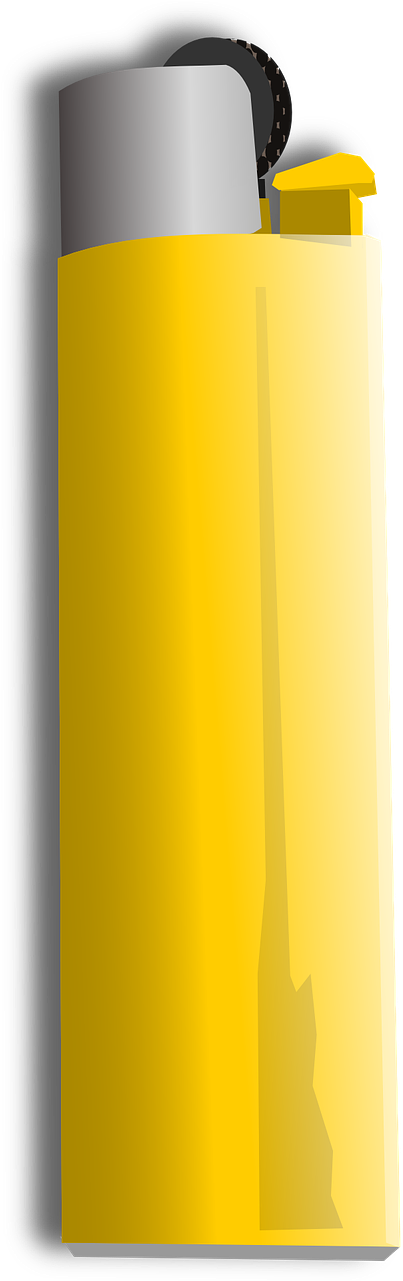 Lighter, Cigarette, Fire, Smoke, Yellow - Water Bottle (320x640), Png Download