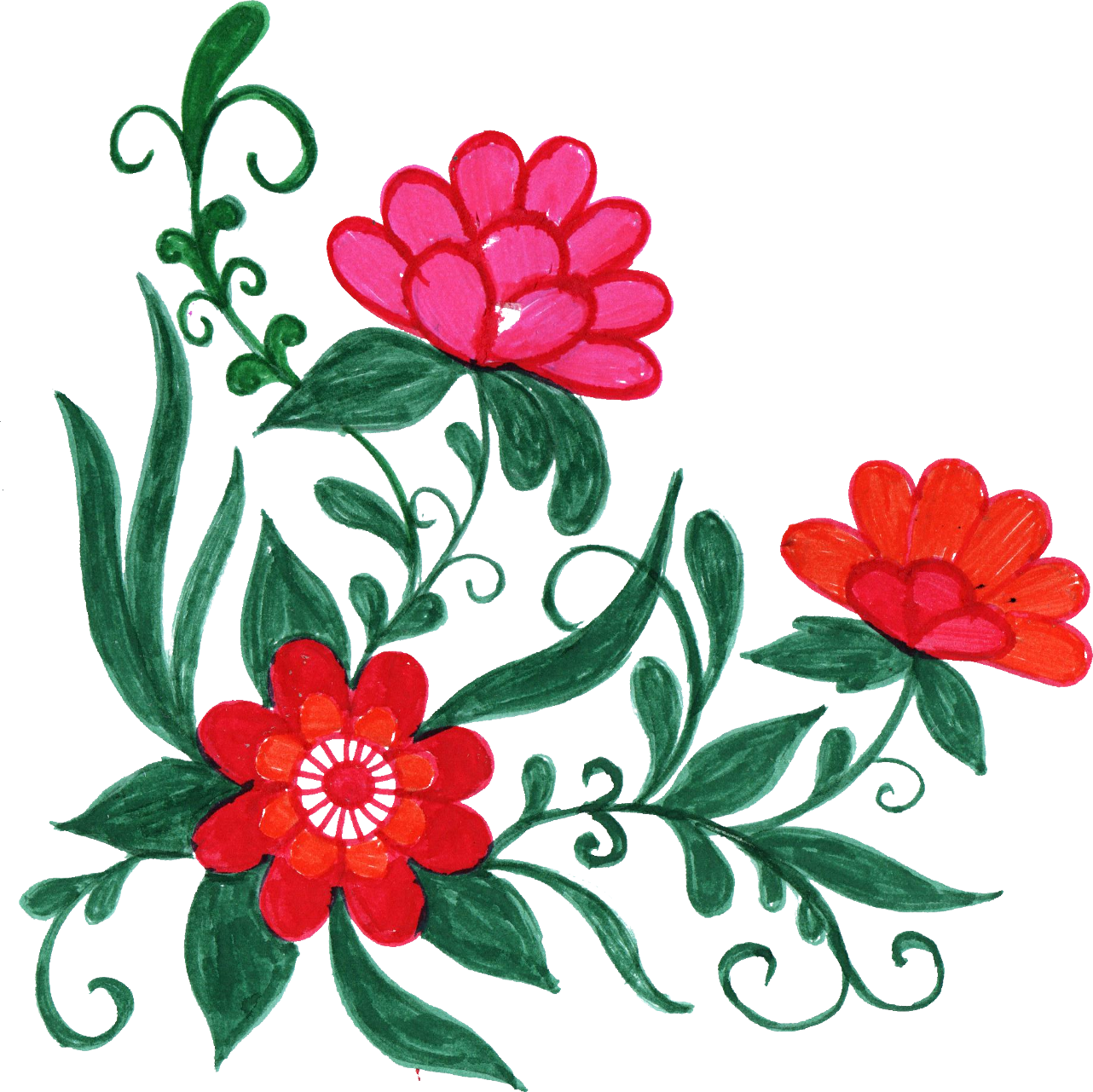 10 Colorful Flower Corner - Flower Png Of Corner (1282x1281), Png Download