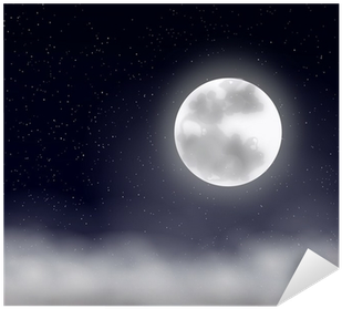 Dark Starry Night, Cluds And Full Moon Sticker • Pixers® - Moon (400x400), Png Download