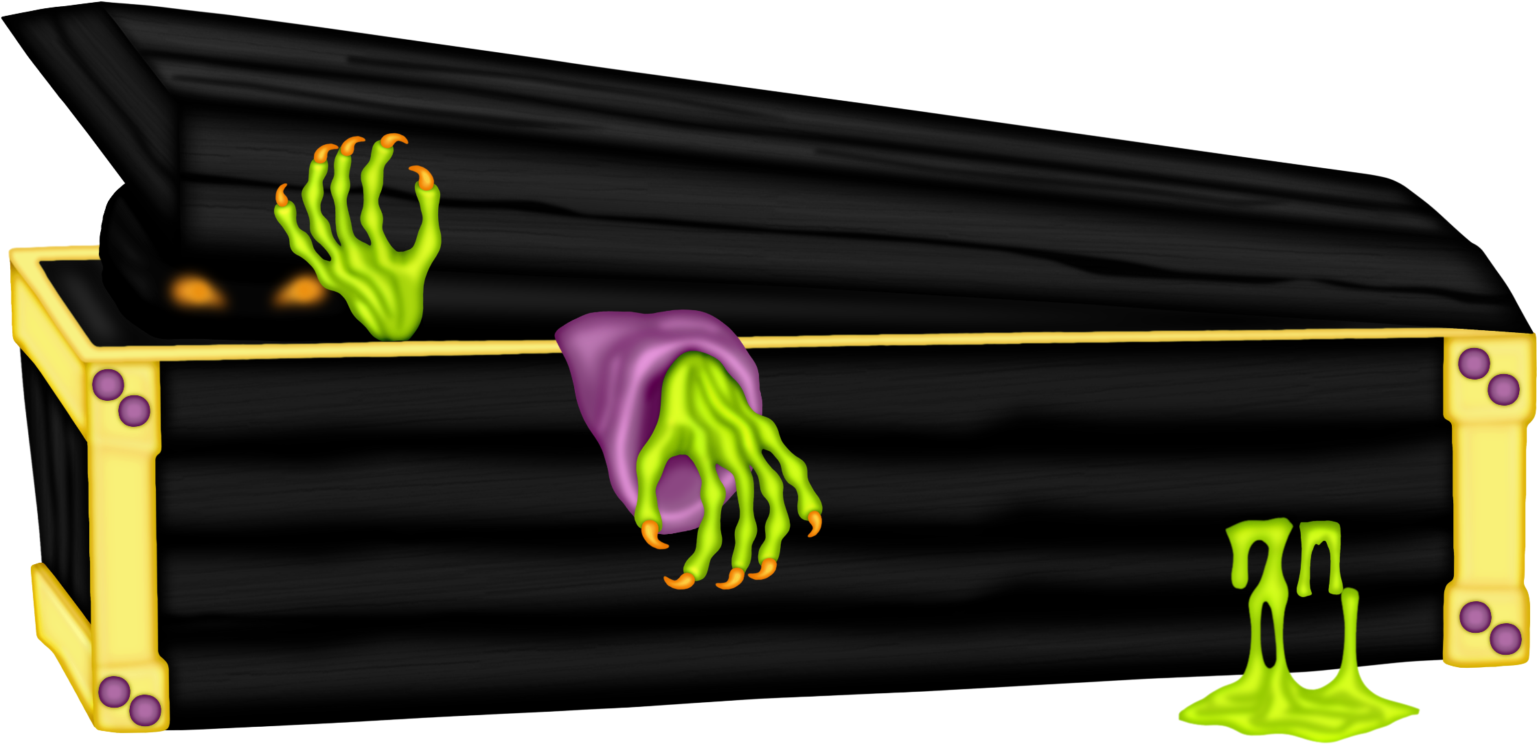 Images For Cartoon Coffin Clipart - Halloween Coffin Clipart (2374x1205), Png Download