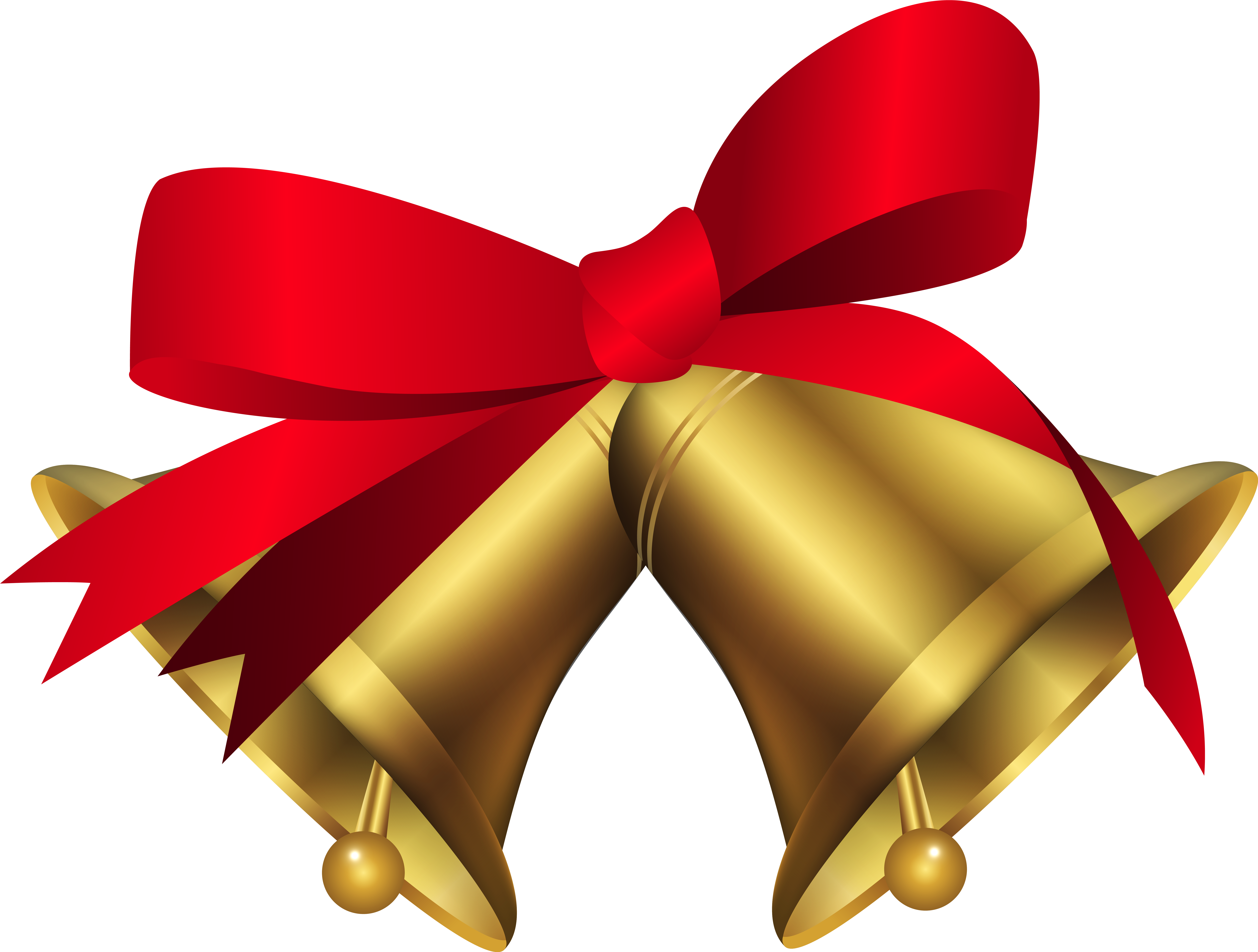Christmas Bells With Red Bow Png Clip Art Image (8203x6206), Png Download