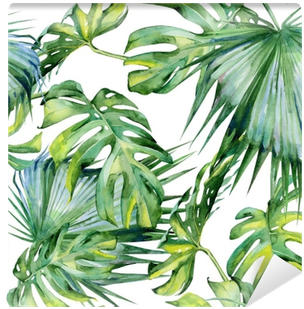 Seamless Watercolor Illustration Of Tropical Leaves, - Upstreet Graphite Pickleball Paddle Set Of 2 (400x400), Png Download