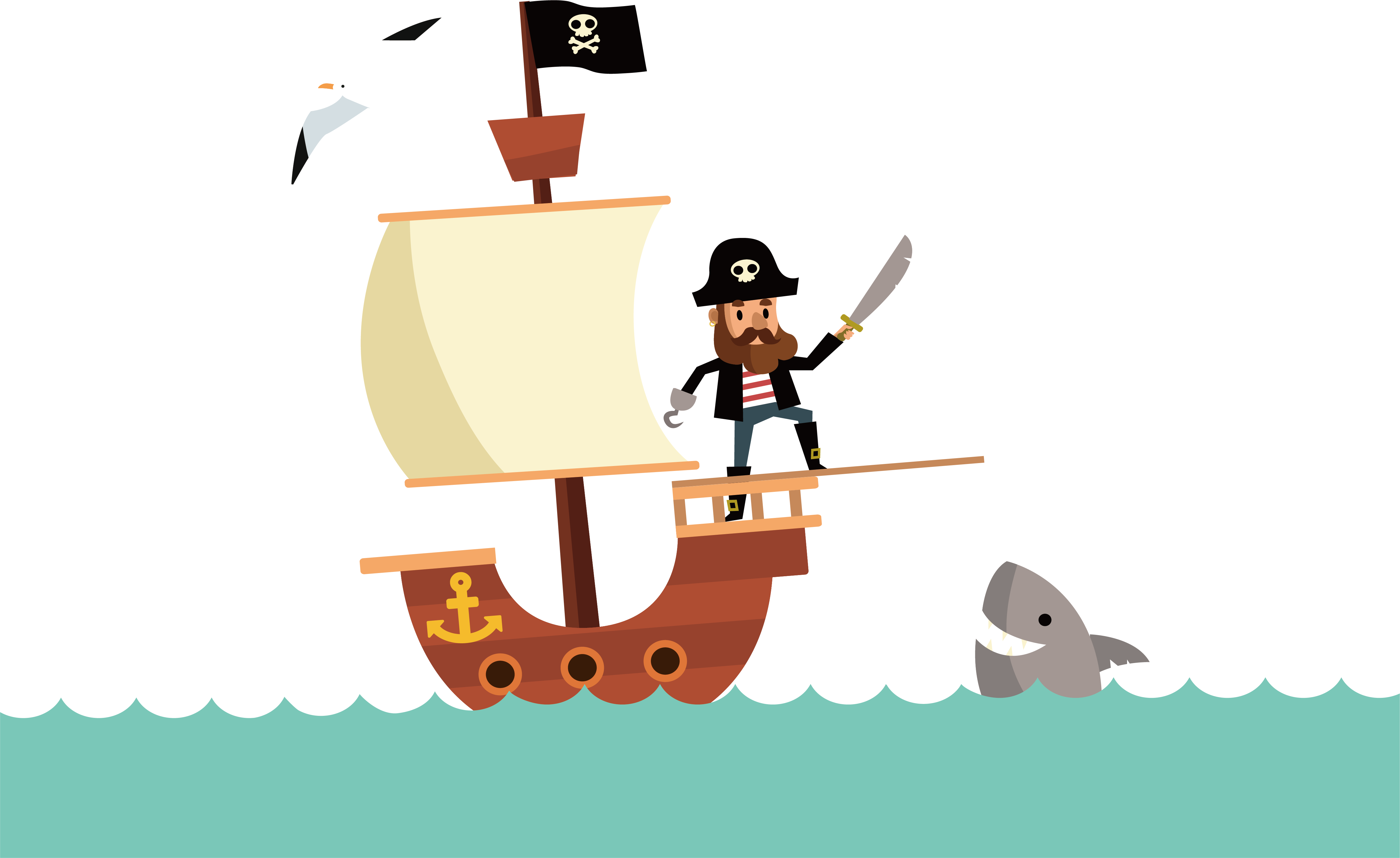 Png Black And White Library Match Captain Illustration - Captain Cartoon Png (4822x2957), Png Download