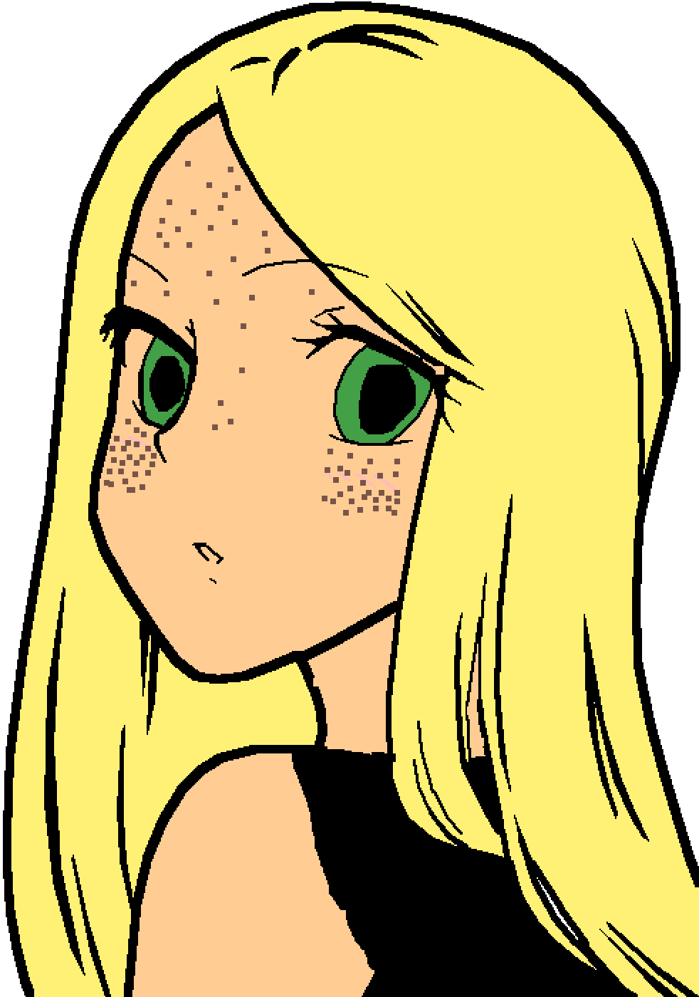Amber With Freckles - Simple Anime Drawings Characters (982x1400), Png Download