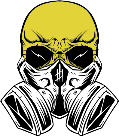 Clipart Black And White Download Drawing Childrens - Yellow Skull With Gas Mask (600x600), Png Download