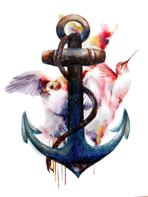 Because Tattoos Originally Gained Popularity Among - Anchor Watercolor Painting (500x667), Png Download