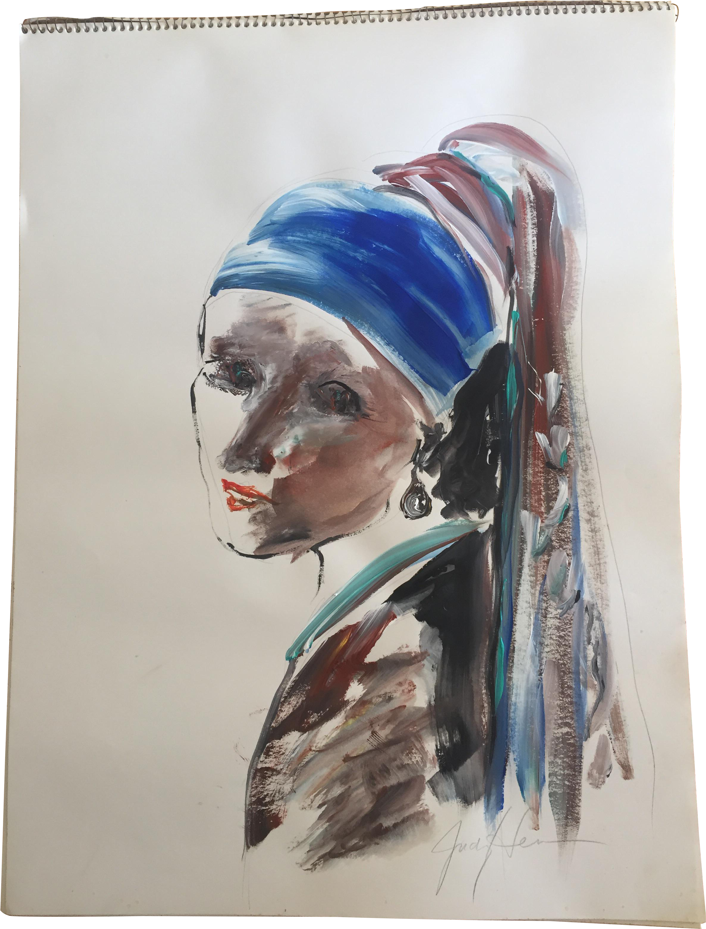 Original Female Portrait After Vermeer - Visual Arts (2638x3470), Png Download