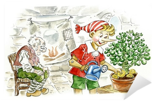 Pinocchio Burying Gold Coins In Flower Pot Wall Mural - Coin (400x400), Png Download