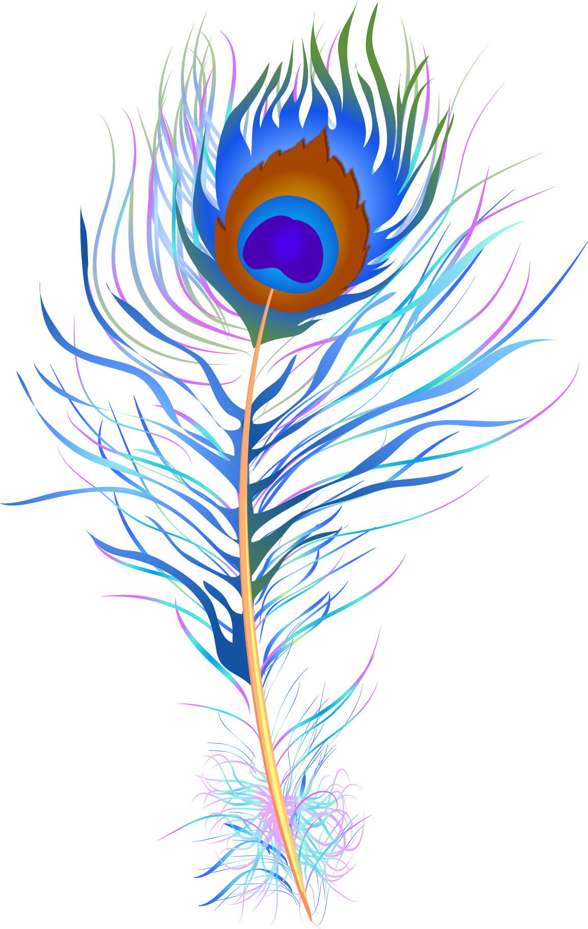 Feather Watercolor Painting Peafowl Clip Art - Peacock Feather Logo Design (1155x1824), Png Download