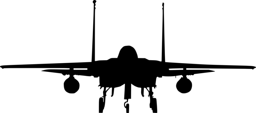 Free Png Fighter Plane Front View Silhouette Png Images - Png Airplane Front View (850x377), Png Download