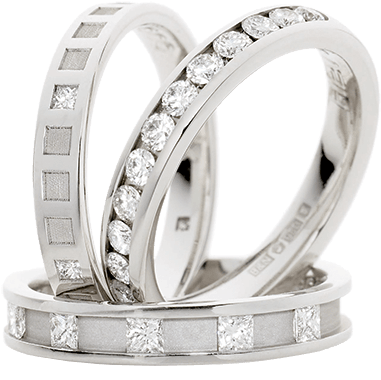 Her Wedding Rings - Brown And Newirth Mens Diamond Wedding Ring Prices (400x388), Png Download