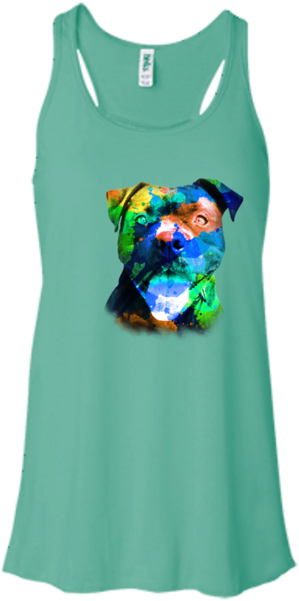 Watercolor Pit Bull - Radio Trop Rock Racerback (600x600), Png Download