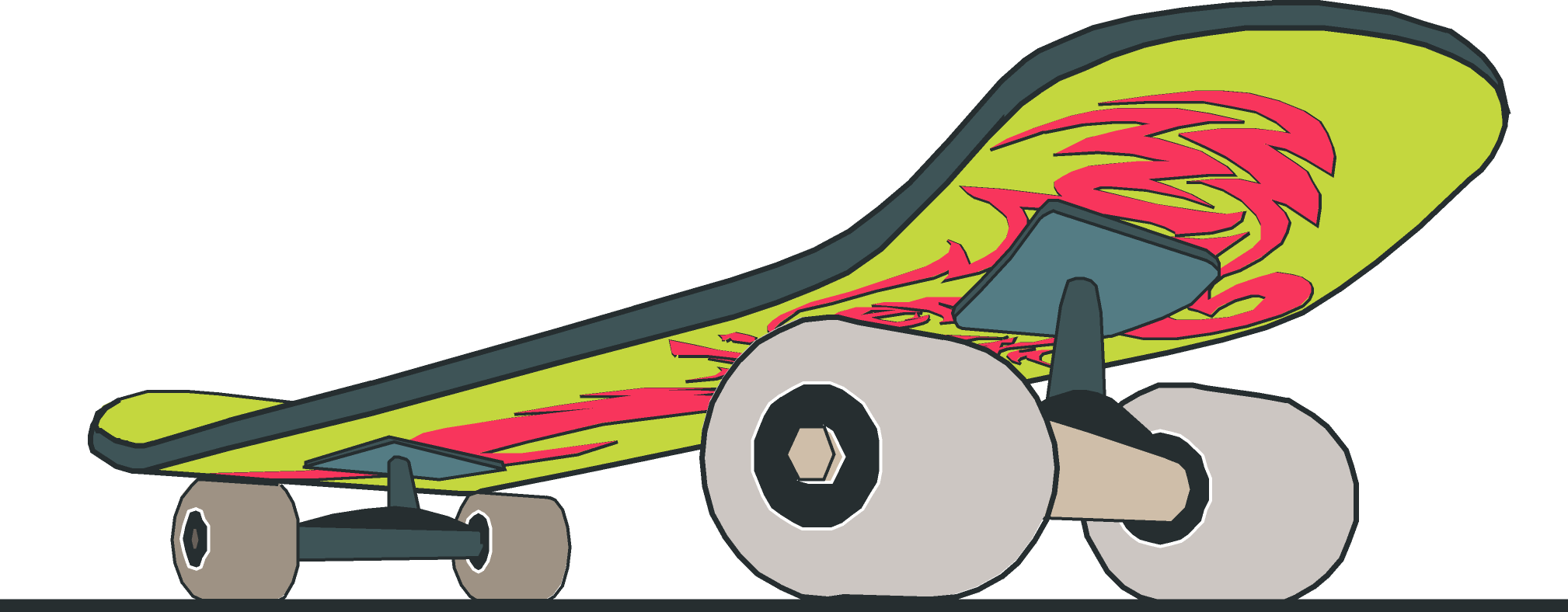 Skateboard Clip Art - Skateboard Clipart (2018x788), Png Download