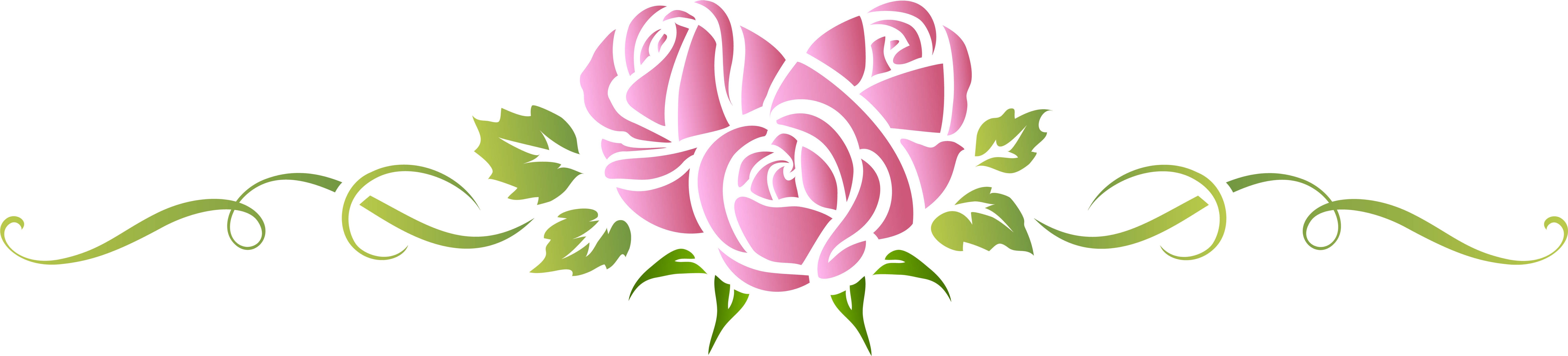 Heart Rose Pink Floral Ornament Png Clip Art (8000x1861), Png Download