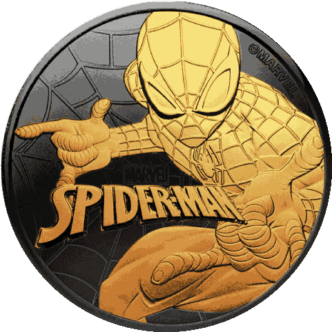 Silver Numismatic Spiderman Marvel Ruthenium Silver - 2017 1 Oz Spiderman Ruthenium (500x500), Png Download