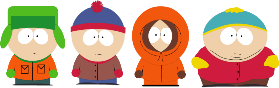 South Park Png Clipart - 4 South Park Characters (1000x600), Png Download