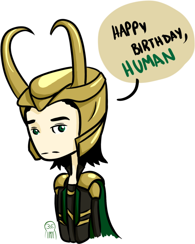 Happy Birthday Human By Bahelen On Deviantart - Marvel Happy Birthday Loki (849x942), Png Download