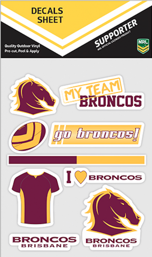 Brisbane Broncos Nrl Mixed Logo Car Decals (800x860), Png Download