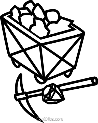 Pick Axe With Coal - Draw Coal (385x480), Png Download