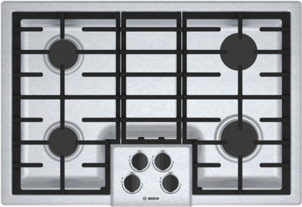 30" 4 Burner Gas Cooktop, Ngm5056uc, Stainless Steel - Bosch Gas Cooktop 30 Inch (435x515), Png Download