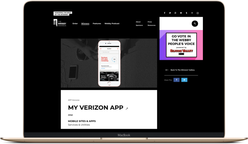My Verizon Webby Honoree (1000x563), Png Download