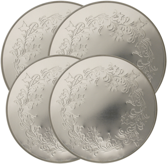 5058 Ivy Embossed Silver 4 Pack Licensed Round Burner - Burner Covers (600x600), Png Download