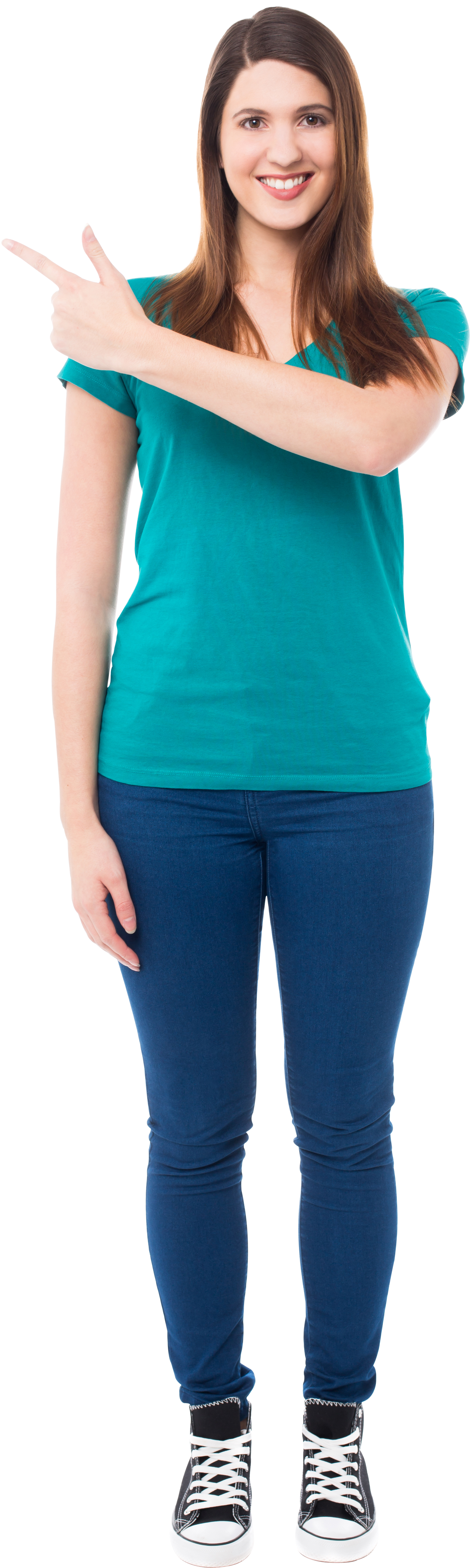 Girl Pointing Left Royalty-free Png - Woman Standing Png (3840x5760), Png Download