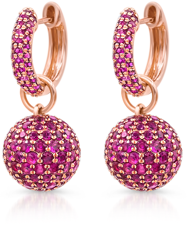 Baby Hoop Earrings With Ruby Spheres - Earring (1024x1024), Png Download